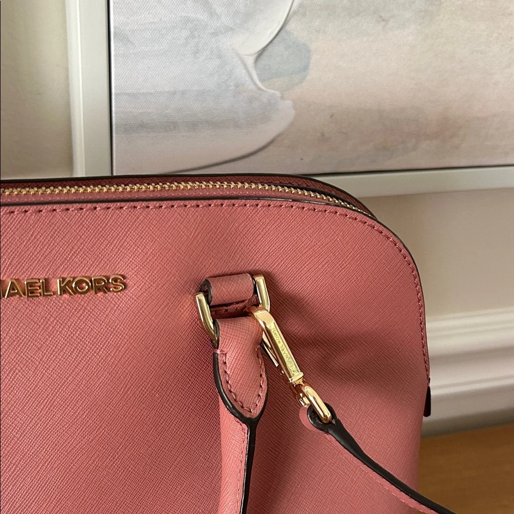 Michael Kors Rose Pink Dome Satchel with Gold Hardware